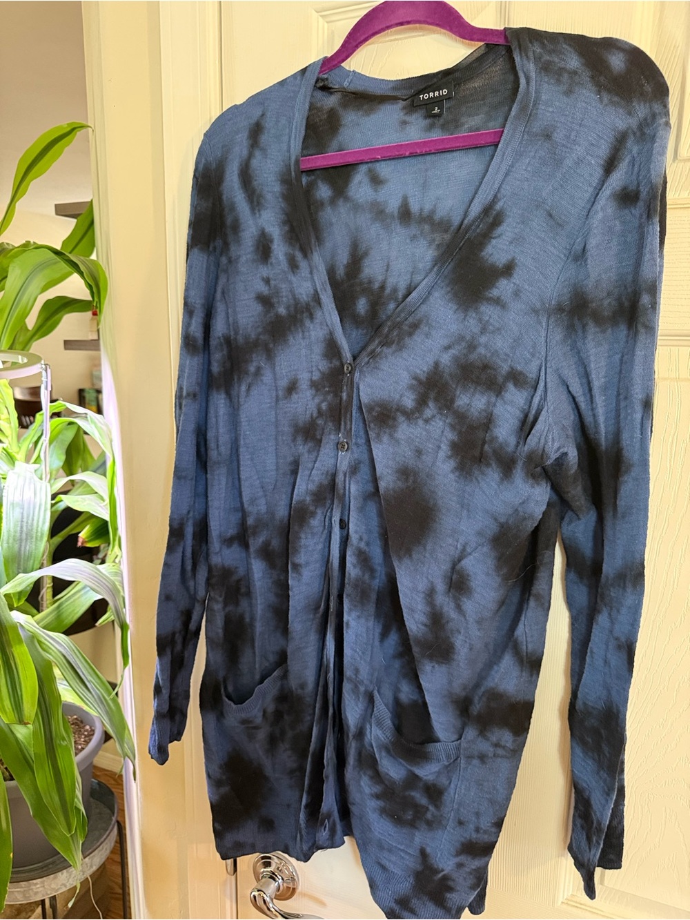 torrid Navy and Black Tie-Dye Lightweight Cardigan